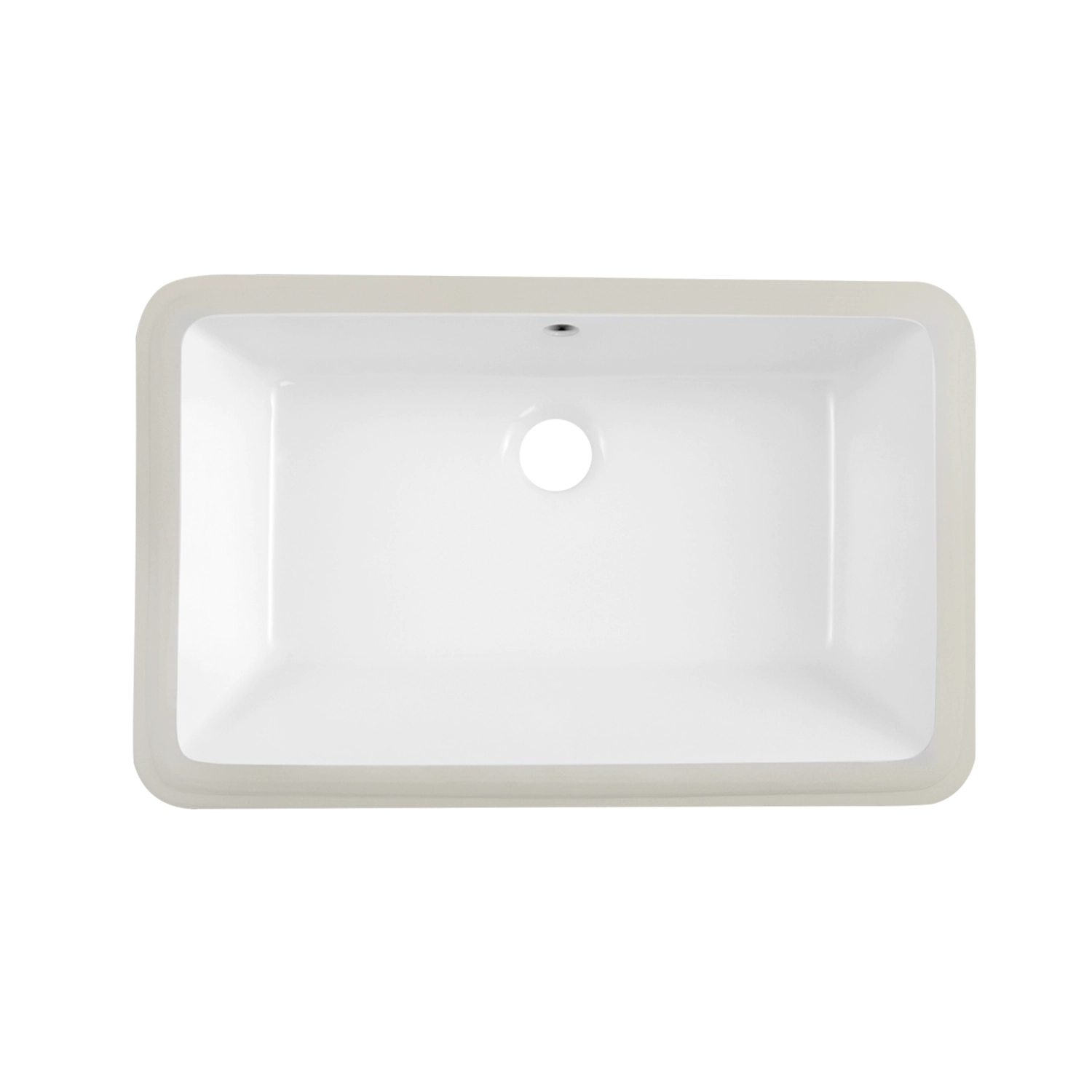 24'' white porcelain grade-A Rectangle bathroom no-rimming undermount sink with pre-drilled overflow MU-2124R